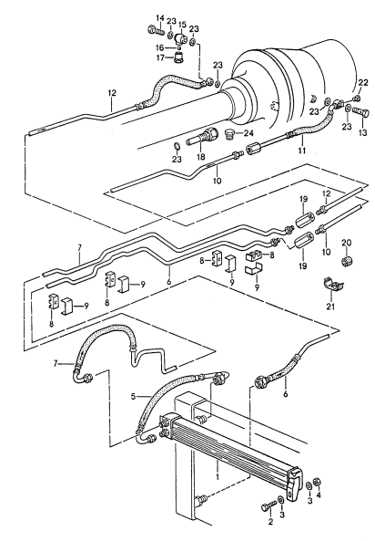 307-087 - Boite de vitesses automatique
Radiateur d'huile bdv
conduite de pression d'huile
p. refroidissement huile boite