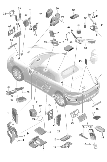 901-004 - Calculateurs
Partie avant
Partie arriere du vehicule
Emetteur manuel
Contact-demarreur
antenne
Capteur pour
surveillance de l'habitacle