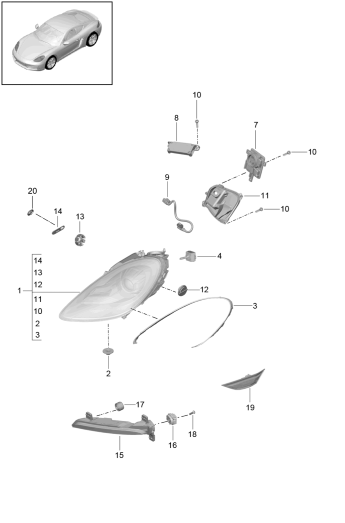 905-001 - Projecteurs
Projecteur supplementaire
Clignotant
feu de balisage lat.
Feux latéraux clignotants