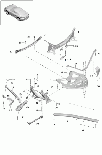 501-000 - Essieu arriere
panneau lat.
support
bras