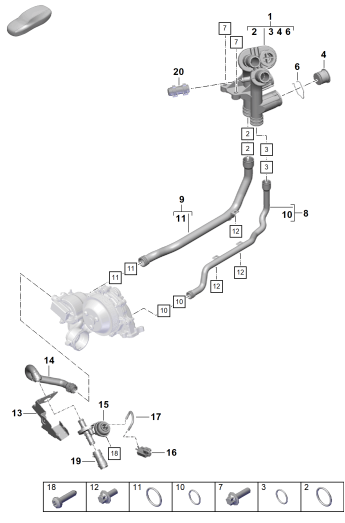 105-003 - Refroidisseur a refrigerant
Repartiteur de liq. refroid.
Moteur