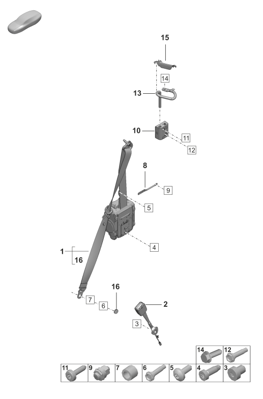 812-000 - ceinture de securite 3 points
Boitier de verrouillage