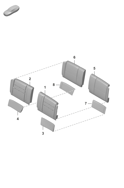 818-330 - Partie en mousse
Garniture dossier (tissu/cuir)
Cale-reins