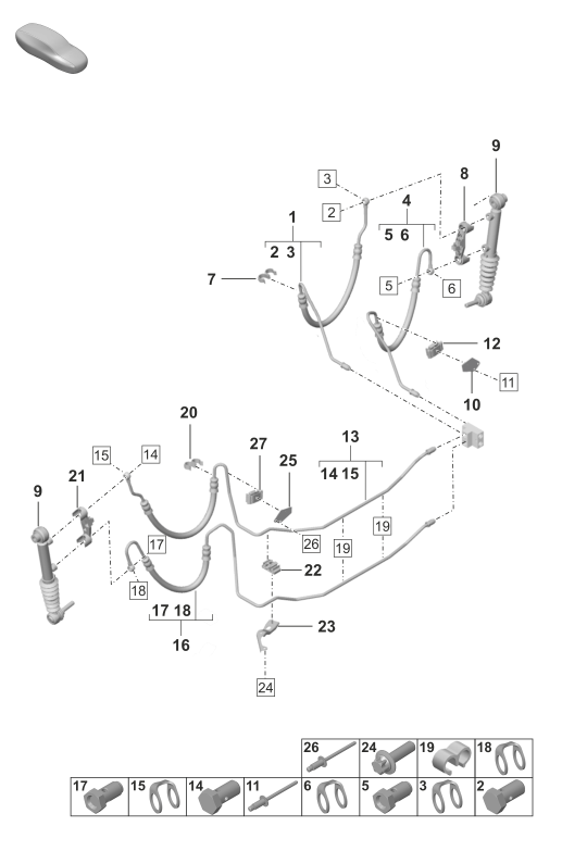 402-120 - Conduite hydraulique
Partie arriere du vehicule
PDCC