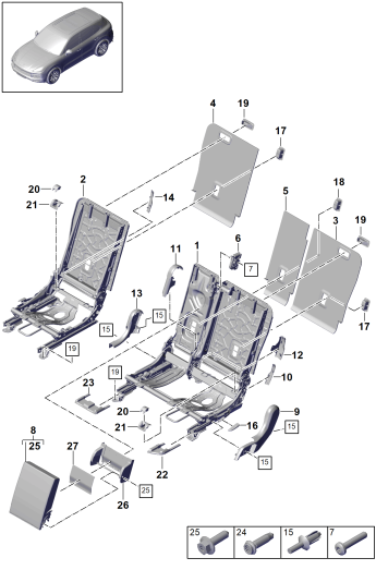 818-005 - Dossier du siege ar
Cache
Elements carross.amovibles
Siege de serie