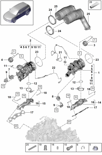 202-002 - Turbocompresseur a gaz d'ech.
Collecteur d'echappement
Sonde lambda