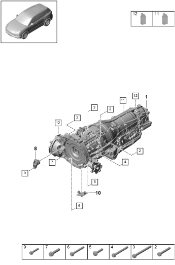 320-015 - Boite automatique 8 vitesses
pour vehicules avec
transmission hybride
pieces de fixation p. moteur
et bv