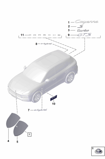 810-010 - monogrammes
Ecusson Porsche