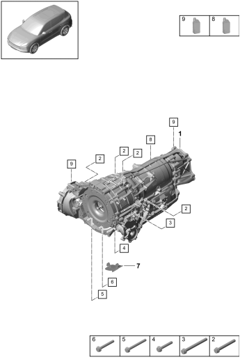 320-000 - Boite automatique 8 vitesses
pour transmission integrale
pieces de fixation p. moteur
et bv