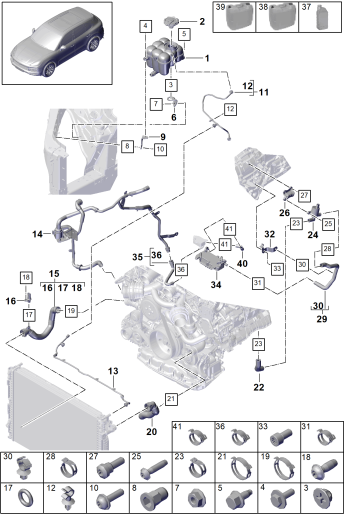 105-062 - Refroidisseur a refrigerant
Reserv.compens liq. refroidis.
Conduit liq. refroidissement