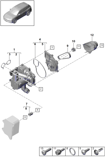 105-015 - Regulateur de refrigerant
Pompe a liq. refroidissement
ajutage de raccord