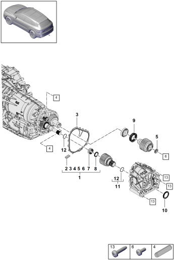320-040 - Boite automatique 8 vitesses
pour transmission integrale
pignon de sortie
Arbre d'essieu
