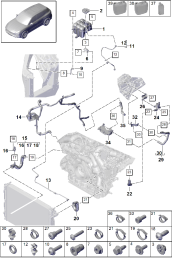 105-065 - Refroidisseur a refrigerant
Reserv.compens liq. refroidis.
Conduit liq. refroidissement