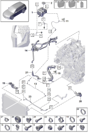 105-055 - Refroidisseur a refrigerant
Reserv.compens liq. refroidis.
Conduit liq. refroidissement