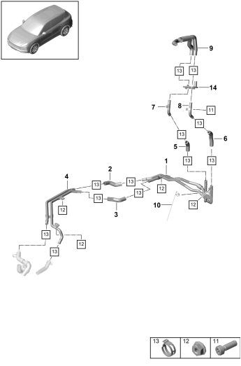 815-450 - chauffage
Partie arriere du vehicule
Circuit basse température
pour vehicules avec
transmission hybride