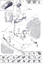 105-056 - Refroidisseur a refrigerant
Reserv.compens liq. refroidis.
Conduit liq. refroidissement