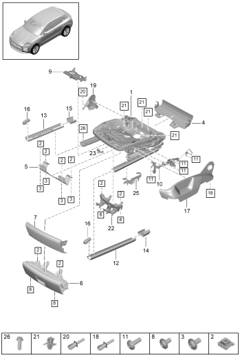 817-130 - cadre p. siege
Elements carross.amovibles
Petites pieces
Sièges avant