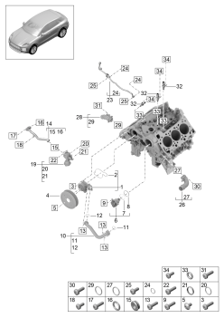 105-000 - Pompe a liq. refroidissement
boitier de thermostat
tuyau a refrigerant
Conduite de purge