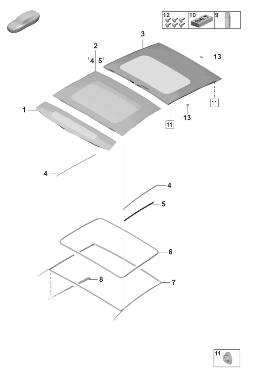 811-000 - toit coulissant verre
Elements carross.amovibles