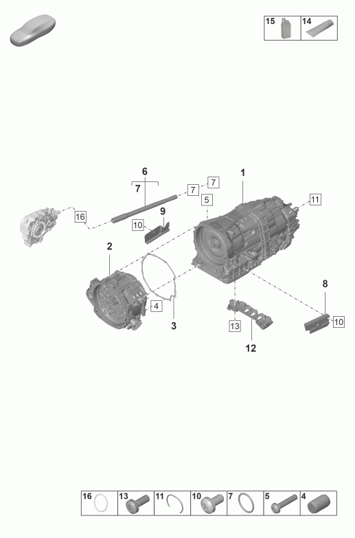 320-010 - Boîte vit. embr.double 8 rap.
- PDK -
pour vehicules avec
transmission hybride