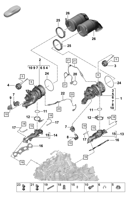 202-000 - Turbocompresseur a gaz d'ech.
Collecteur d'echappement
Sonde lambda