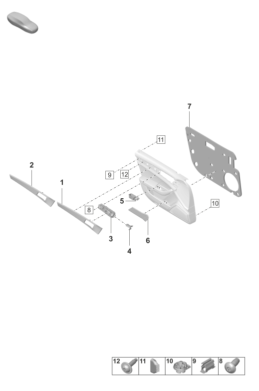 808-400 - revetements de porte
moulures
Elements carross.amovibles
et
Pieces de fixation