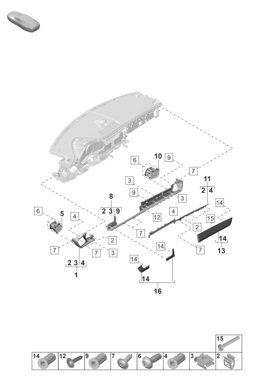 809-100 - Pieces mont. planche de bord
moulures